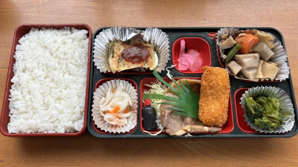 ご飯とおかずが入ったお弁当箱